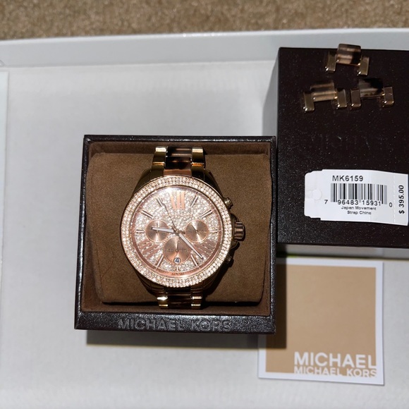 Michael Kors rose gold and brown tortoise watch